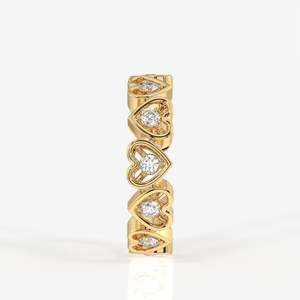 Round Cut Moissanite Diamond Heart <b>Eternity</b> Band Sterling <b>Silver</b> Wedding <b>Ring</b> - Product Image 3