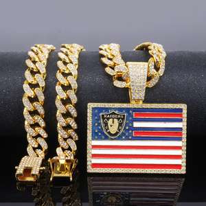 Collar con Colgante de Campeonato de Fútbol Americano Raider, Chapado en Oro de 14K y Rodio sobre Plata 925, Bandera Americana Retro, Estilo Hip Hop con Moissanita, Gran Venta - Product Image 5