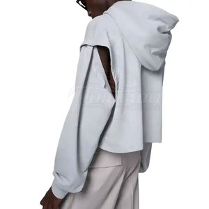 Sweats à capuche de haute qualité 100% coton Polyester ourlet brut sweats à capuche Oem Service Top Fashion ourlet brut sweats à capuche - Product Image 5