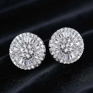 Pendientes de Plata de Ley 925 con Diamantes Moissanite VVS de Corte Baguette y Redondo, Estilo Iced Out, para Mujer - Product Image 3