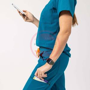 Premium cómodo tejido Hospital Scrubs uniforme pantalones cintura elástica multi-bolsillos conveniente Scrubs pantalones para profesionales - Product Image 4