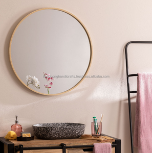 Espejo de pared redondo de madera, colgante de pared, espejo decorativo, artesanías Tienphong, 4 tamaños - Product Image 2