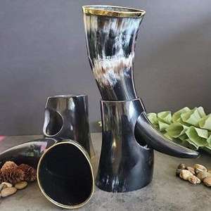 Hecho a mano 100% Natural vikingo Medieval beber cuerno amor duradero Color antiguo soporte económico regalo de negocios cerveza tallada - Product Image 3