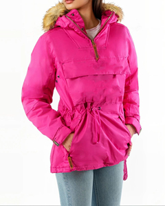 Custom Logo Women Parka Jacket Polyester Fabric Warm Long Parka Coat Women with Hood and Drawstring Fashion Women Parka Jacket - Product Image 1