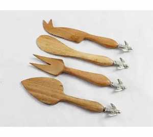 Ensemble de couverts en bois français vintage avec poignée de designer, couteau et fourchette, ensemble de couverts à salade, ensemble de couverts écologiques - Product Image 1