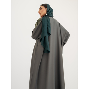 TWILIGHT DAWN Tissu Nida de haute qualité Vêtements musulmans traditionnels-Abaya grande taille avant Design ouvert Manches intérieures élastiques Dawn - Product Image 5