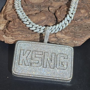 Collar con Colgante de Placa Rectangular con Nombre, Chapado en Oro con Diamantes de Moissanita VVS Hechos a Mano, Plata 925, para Hombre, a Bajo Precio - Product Image 3