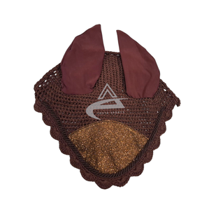 Bonnets d'oreille de cheval équestre noir pailleté Voiles anti-mouches avec boucle avec logo personnalisé Bonnets d'oreille de cheval - Product Image 5