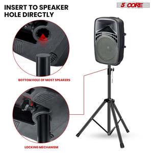5 Core Speaker Stand 4Ft Adjustable Heavy Duty PA DJ <b>Tripod</b> Studio Monitor Stands w 35mm Insert - Product Image 4