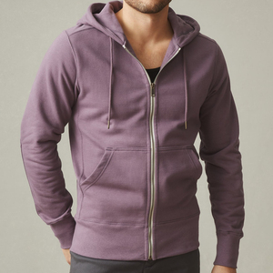 Sweat à capuche d'hiver pour hommes avec fermeture éclair complète Sweat-shirt 100% coton avec impression numérique à capuche en polaire biologique - Product Image 3