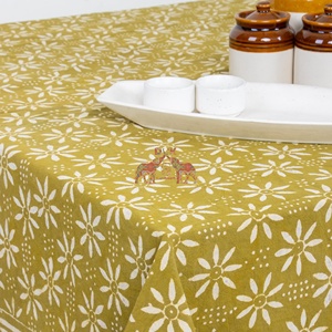 Indian Handmade Dabu Floral Beautiful Hand Block Printed Cotton <b>Table</b> Cloth for Wedding <b>Table</b> Cloth - Product Image 4