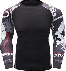 OEM Factory <b>BJJ</b> <b>Rashguard</b> Breathable Compression Top Silk Screen Printing for MMA Grappling Eco-Friendly Spandex/Polyester - Product Image 1