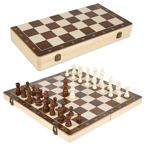 Set di scacchi magnetico 2 in 1 e gioco <span class=keywords><strong>da</strong></span> tavolo a <span class=keywords><strong>dama</strong></span> 15 "<span class=keywords><strong>scacchiera</strong></span> pieghevole in legno con 2 regine Extra Set di scacchi <span class=keywords><strong>da</strong></span> viaggio portatile - Product Image 2