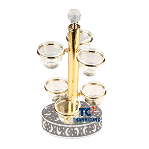 Cadeaux du Ramadan Eid Porte-gobelets en verre incrusté de nacre Porte-gobelets en verre MOP à deux couches par Thanh Cong Handicraft - Product Image 1