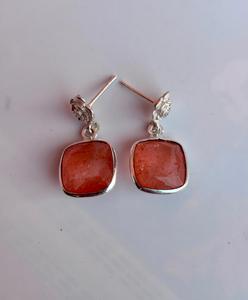 Boucles d'oreilles en argent sterling 925 avec cristal de saphir orange Bijoux tendance élégants pour les fiançailles et la fête des femmes - Product Image 2