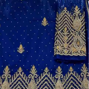 Elegante envoltura de George indio con cuentas pesadas con tela de encaje de primera calidad para vestidos de fiesta disponibles para la exportación - Product Image 3