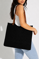 Bolso de Hombro Tejido para Mujer con Correa de Cuero, Bolso Tote Casual Elegante, Bolso de Ganchillo a la Moda, Bolso Tejido para Uso Diario