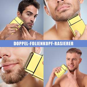 Afeitadora Eléctrica USB Dorada para Hombre, Afeitadora de Viaje, Depiladora, Cuchilla Doble para Cara y Cuerpo, Resistente al Agua IPX7, Extraíble y Lavable - Product Image 3