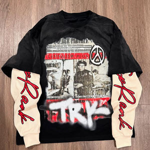 Haute qualité 100% coton/polyester impression personnalisée à manches longues t-shirts pour hommes style américain manches Baseball unisexe t-shirt - Product Image 4