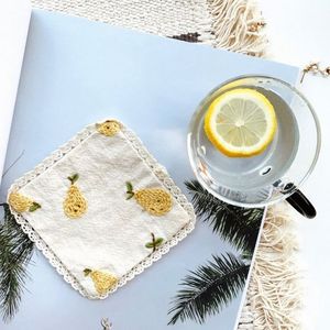 2 Piece Round Shape Soft Cloth Elegant Linen <b>Coaster</b> for Home Restaurant <b>Table</b> <b>Coaster</b> - Product Image 2