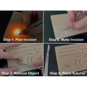 ชุดฝึกเย็บแผลสำหรับผ่าตัดวิทยาศาสตร์การแพทย์อุปกรณ์การสอนในโรงเรียนประกอบด้วยแผ่นซิลิโคนเครื่องมือผ่าตัดเข็ม - Product Image 5