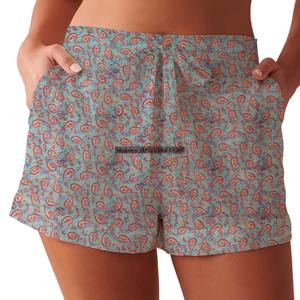 Nouveaux shorts imprimés pour femmes, vêtements de créateurs, shorts imprimés d'été pour femmes, tissu 100% coton, imprimé à la main, shorts imprimés à la main d'été - Product Image 2