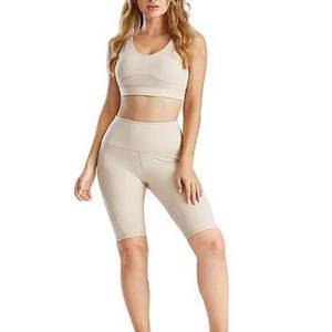 Custom <b>Short</b> Set Biker <b>Shorts</b> 2023 Summer Solid <b>Crop</b> <b>Top</b> Bra <b>And</b> <b>Short</b> Set Ladies Spandex / Polyester Quick Dry Gym Fitness - Product Image 2