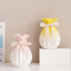 Vase en céramique ModernArt Deco Style unique pour herbe de pampa et fleurs séchées Décor d'anniversaire Vase de sol avec trois nuances différentes - Product Image 6