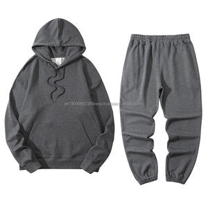 Wholesale Custom Men Plain <b>Sweat</b> Suits French Terry Tracksuits Sweatsuits Unisex Men's Sportswear 100% Cotton Hoodie Set - Product Image 2