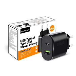USB Type-A Type-C 25W Power Delivery Wall Charger Black TETRPD25W Gift Box Caricabatterie for <b>5V</b>/3A Output 1.5A/6A PPS Function - Product Image 3