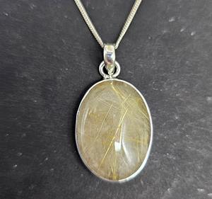 Colgante de plata rutilo dorado natural Plata de Ley 925 - Product Image 1