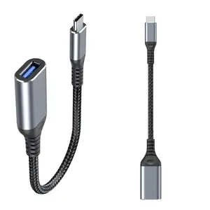 Naylon örgülü 6 "uzun Mini USB-C USB 3. 5 Gbps yüksek hızlı veri aktarımı ile 1 dişi adaptör dönüştürücü kablosu