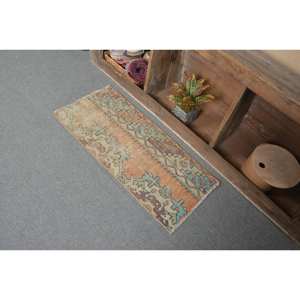 Alfombra Kilim turca Vintage de 1,5x3,2 pies, clásica, naranja, Beige, lana, tejido plano, respaldo de látex, diseño de pasillo rectangular trenzado - Product Image 4