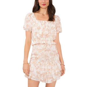 Top Corto Bianco da Donna con Ricamo, Scollo Quadrato, Taglie XS-XL, per la Stagione Autunnale, in Tessuto Chiffon di Seta Lavorato a Maglia - Product Image 3