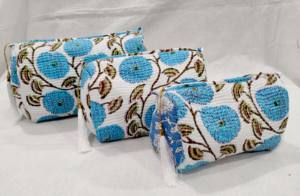 Pouch Set Cotton Quilted Cosmetic <b>Bag</b> Beauty Zipper Washable Material <b>Large</b> Travel <b>Bag</b> - Product Image 3