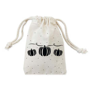 Recyclable Thanks Giving Pumpkin Logo Printed Small Item Storage Pure Cotton Drawstring Bag <b>Cheap</b> Bulk Bag Supplier From India - Product Image 1