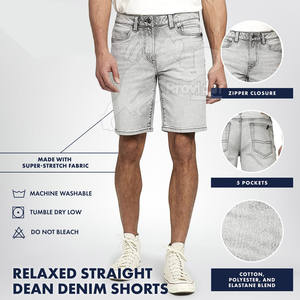 กางเกงยีนส์กางเกงขาสั้นสีพื้นกางเกงขาสั้นกางเกงยีนส์แฟชั่นสั่งทำโลโก้ได้ - Product Image 3