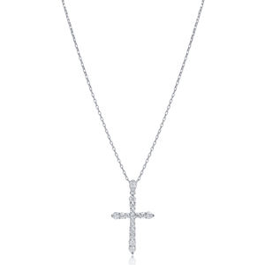 Collar con Colgante de Diseño de Cruz con Circonita Transparente, Joyería de Plata de Ley 925 Hecha a Mano en Turquía, para Compromiso, Boda, Fiesta - Product Image 2