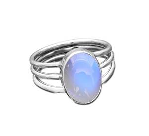 Último estilo Vintage 925 anillo de promesa de boda de plata esterlina piedra lunar arcoíris Natural para dama de honor elegante anillo fino - Product Image 4