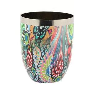 Gobelet en acier inoxydable et verre imprimé avec motif de fenêtre imprimé émaillé utilisé pour la décoration de table - Product Image 1