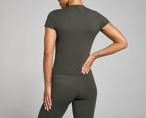 Camiseta de Algodón 100% para Mujer, Moderna, de Alta Demanda, al por Mayor, Camiseta Deportiva Transpirable con Cuello Redondo para Gimnasio - Product Image 3