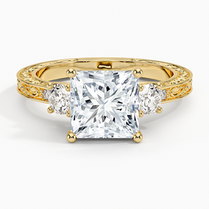 Exquisite 10K Gold Engagement and Wedding <b>Ring</b> Luxury Glamour with Radiant Symmetry Lab Grown Diamond <b>Fine</b> <b>Rings</b> - Product Image 1