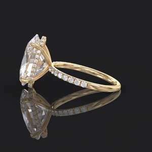 Anillo de Compromiso Ovalado de Oro Sólido de 14K con Micro Pavé de 6 Quilates y Halo Oculto, Banda de Diamantes Cultivados en Laboratorio de 14x10mm para Fiesta de Bodas - Product Image 5