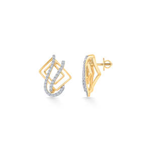 Boucles d'oreilles modernes en or et diamants pour femmes, bijoux de fête tendance à motif géométrique croix et perle - Product Image 3