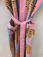 Kimono Katun Cetak Blok Tangan Motif Harimau, Jubah Mandi Lembut, Gaun Bungkus, Pasokan Grosir dengan Harga Terbaik