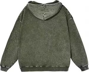 Streetwear personnalisé lavé à l'acide sweat à capuche éponge française plaine poids lourd coton pull vierge surdimensionné sans cordes - Product Image 2