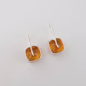 Handmade Citrine Stud Earrings Gold Plated Sterling Silver Cute Design November Birthstone Jewelry Gift for Women Anniversary - Product Image 2