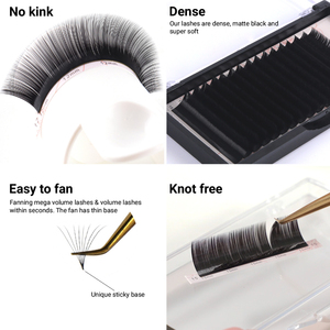 Etiqueta privada personalizada, negro mate, suave, fácil de ventilar, extensiones de pestañas a granel, suministros de extensión de pestañas con herramienta CC Curl OEM - Product Image 3