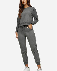 Ensembles de vêtements pour femmes tenues d'automne hiver survêtements respirants personnalisés ensemble de deux pièces pour femmes ensemble de sweat à capuche et pantalon de survêtement en flanelle - Product Image 1
