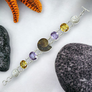 Nueva llegada diseño de lujo 925 plata esterlina Natural Multi piedra preciosa estilo clásico pulsera bohemio joyería hecha a mano proveedores - Product Image 2